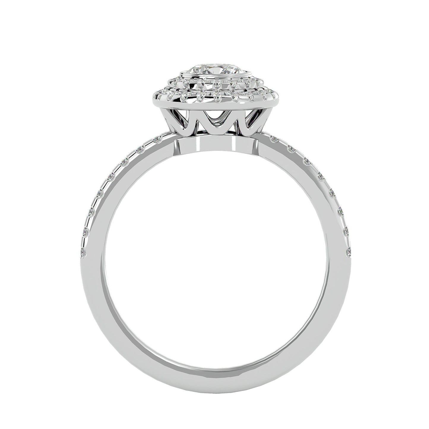 Misha Double Halo Diamond Engagement Ring