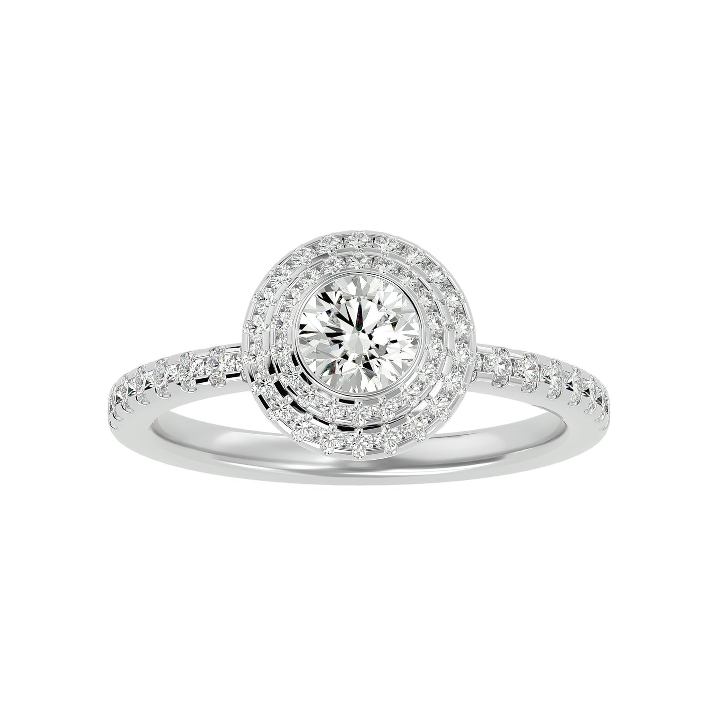 Misha Double Halo Diamond Engagement Ring