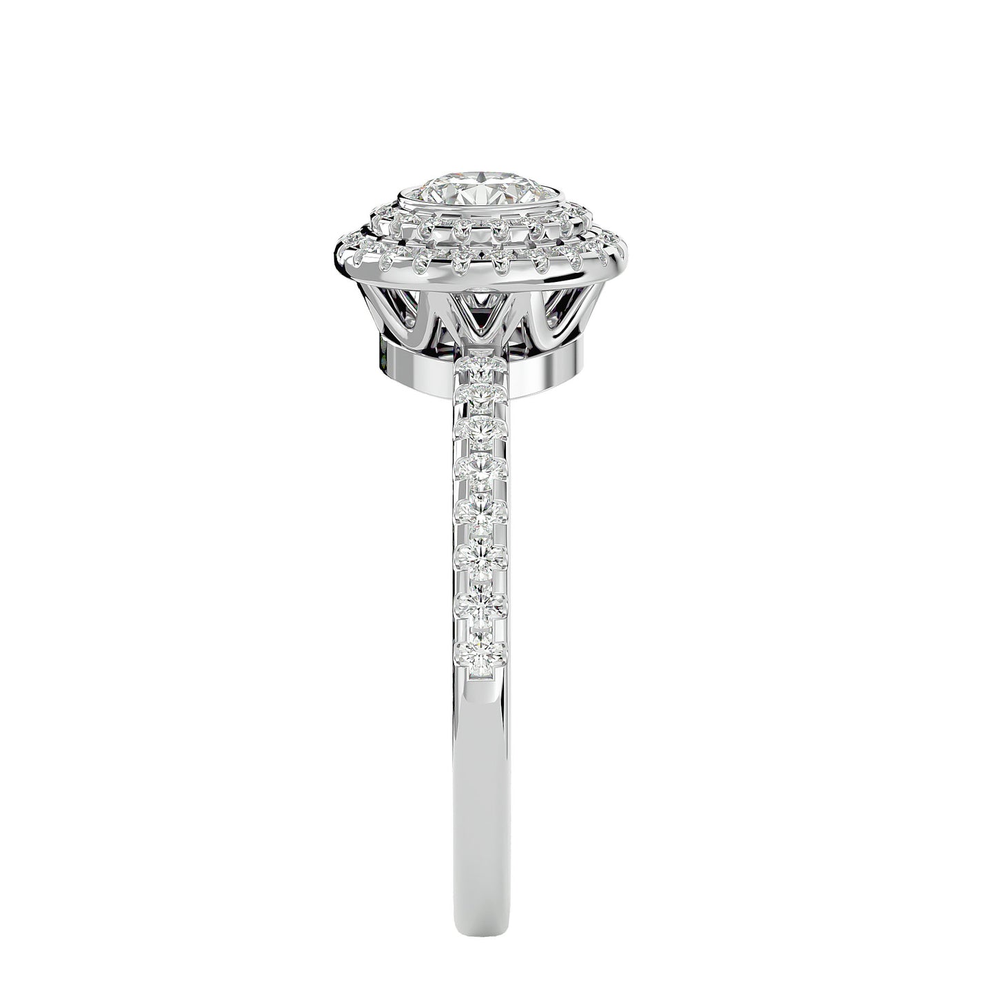 Misha Double Halo Diamond Engagement Ring