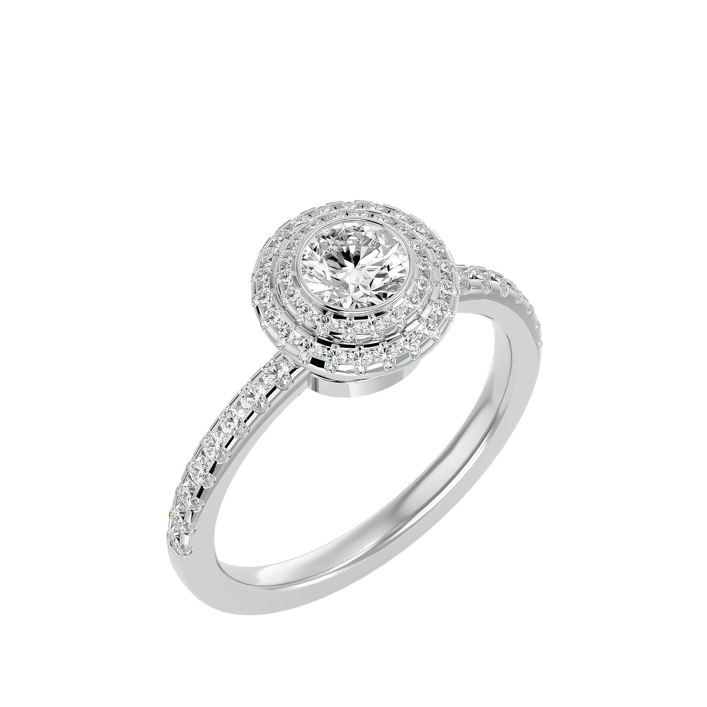 Misha Double Halo Diamond Engagement Ring