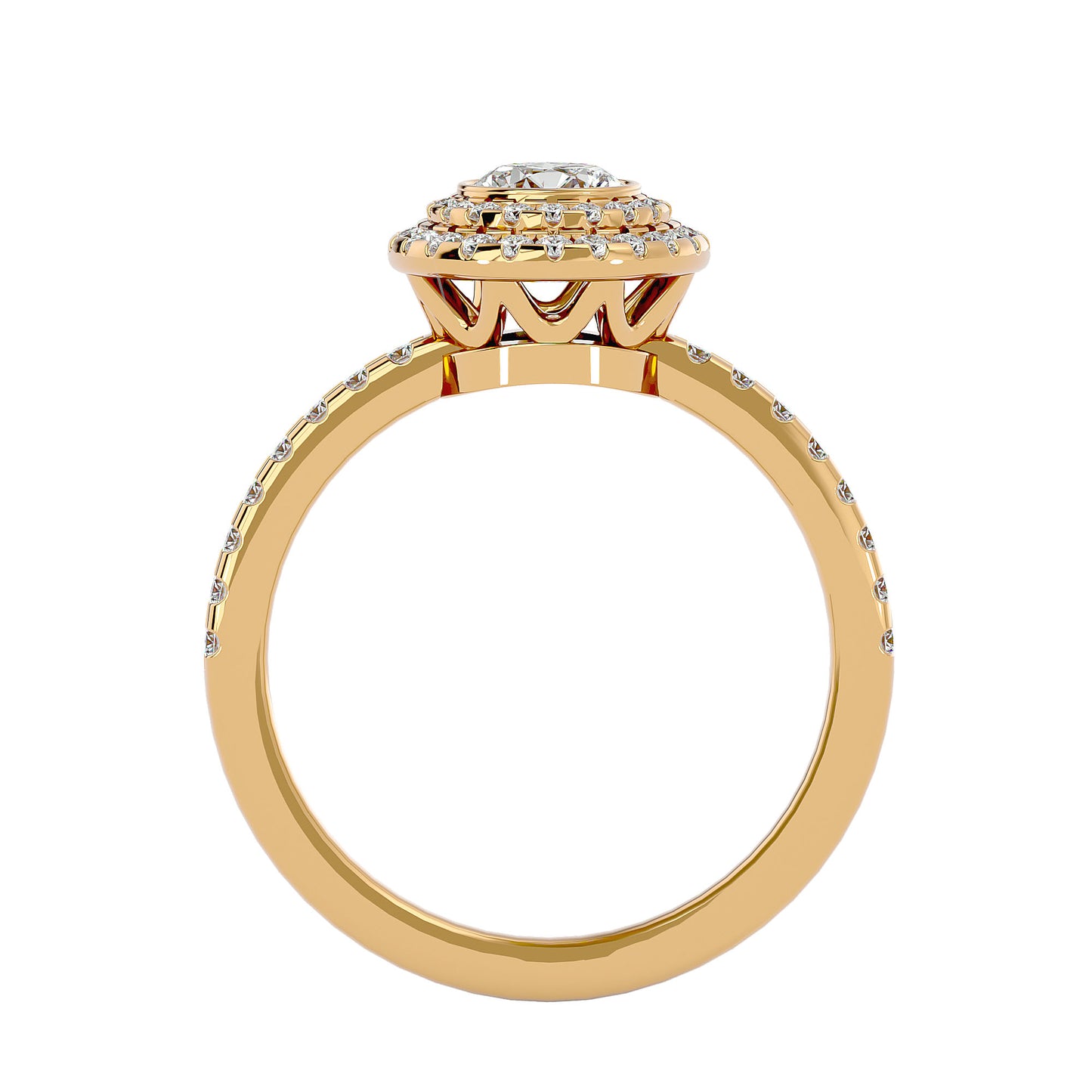 Misha Double Halo Diamond Engagement Ring