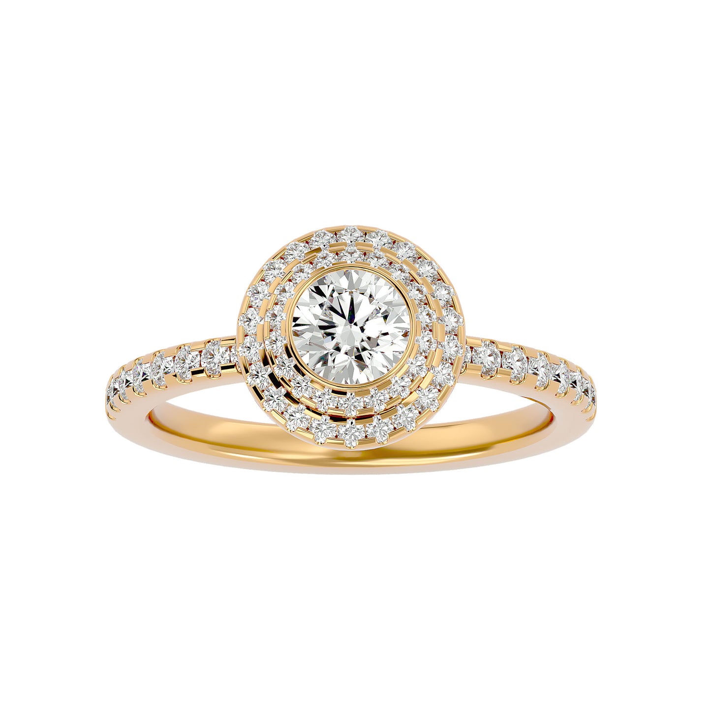 Misha Double Halo Diamond Engagement Ring
