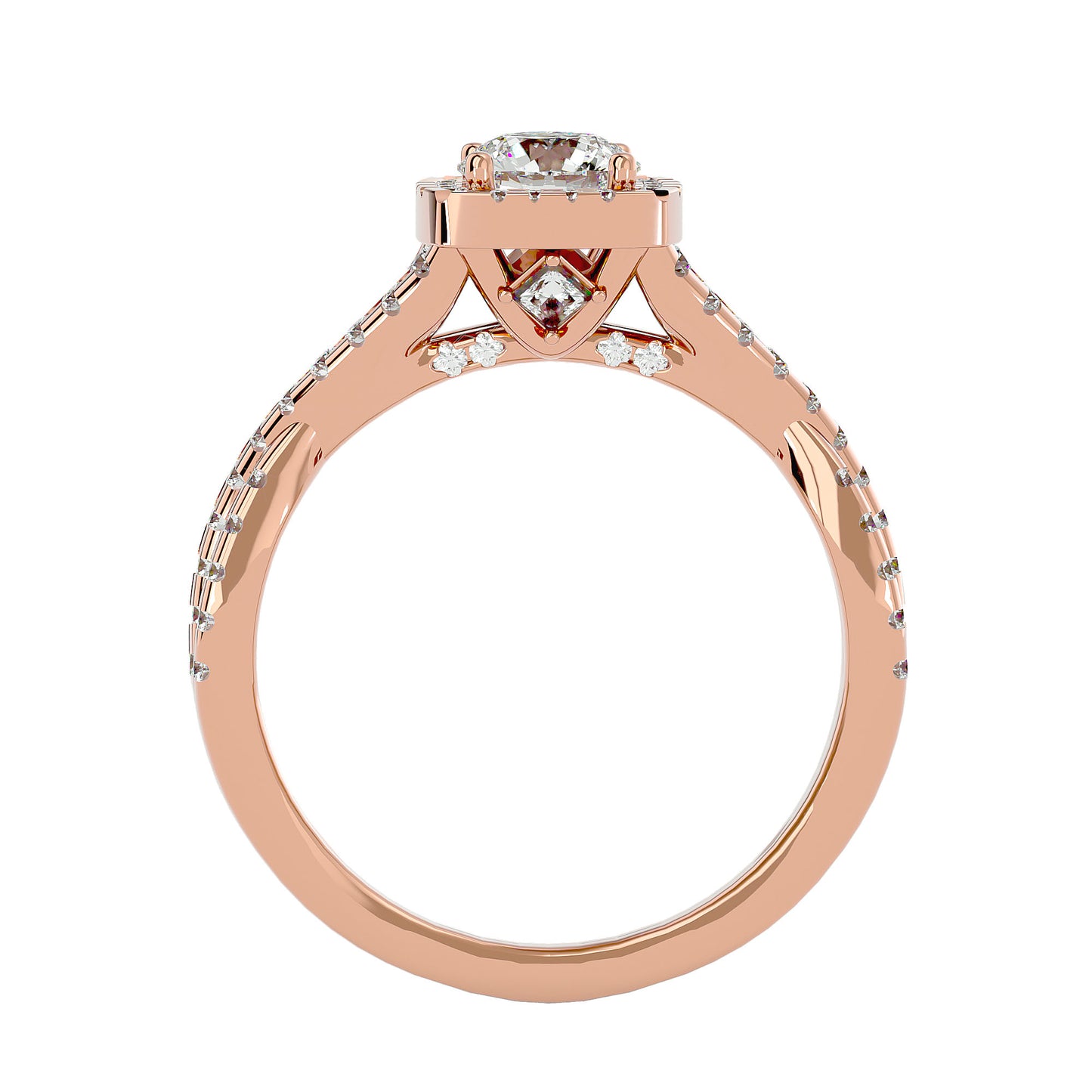 Nadia Halo Criss Cross Diamond Engagement Ring