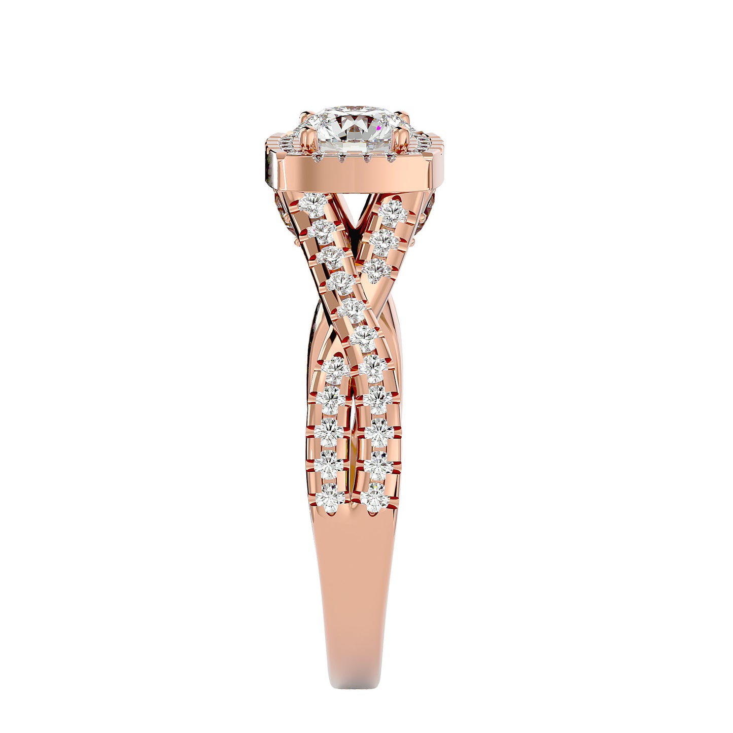 Nadia Halo Criss Cross Diamond Engagement Ring