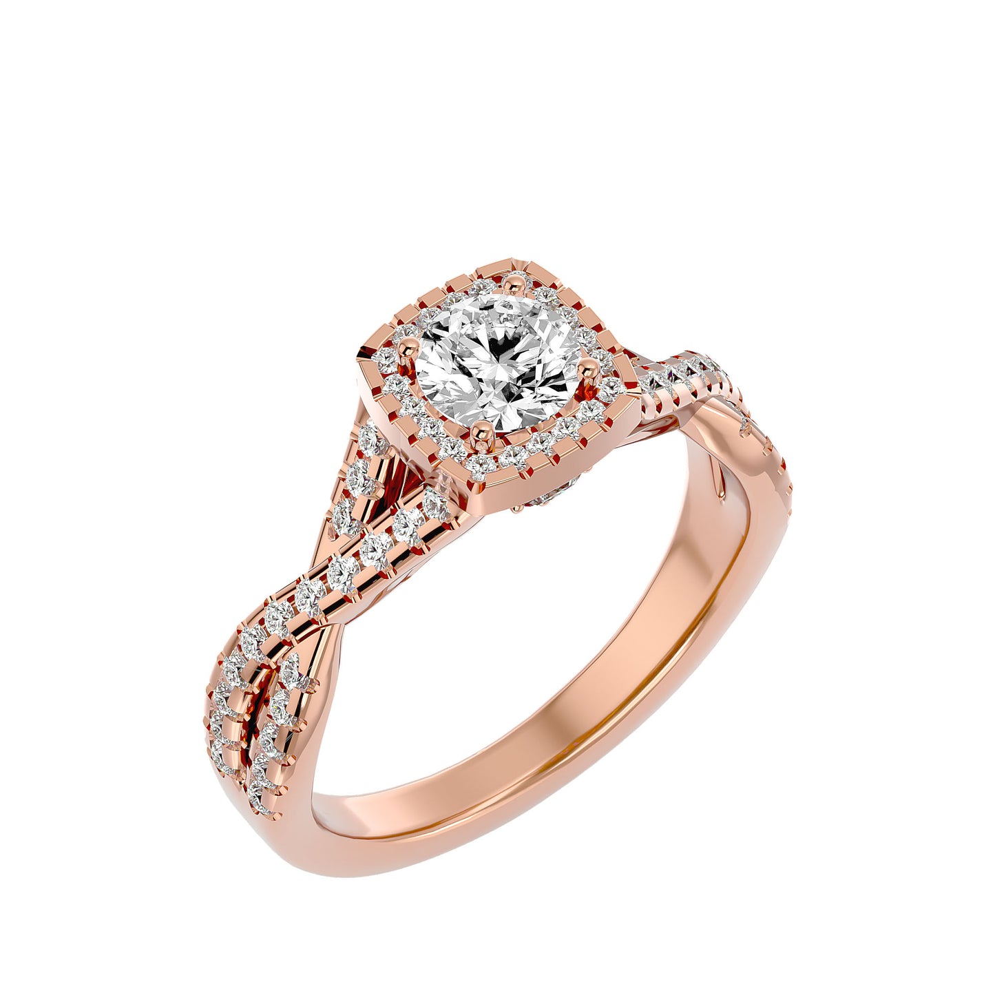 Nadia Halo Criss Cross Diamond Engagement Ring