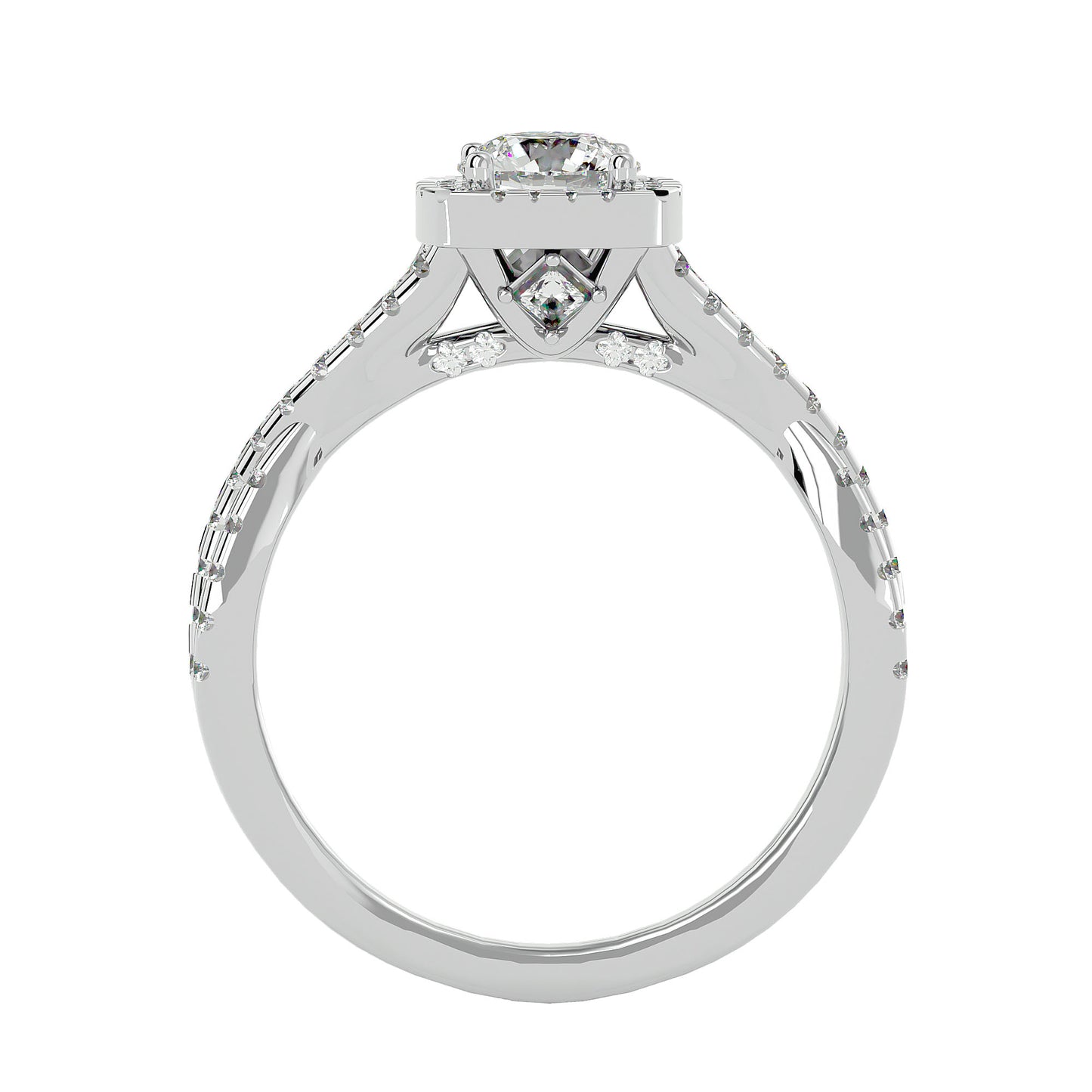 Nadia Halo Criss Cross Diamond Engagement Ring