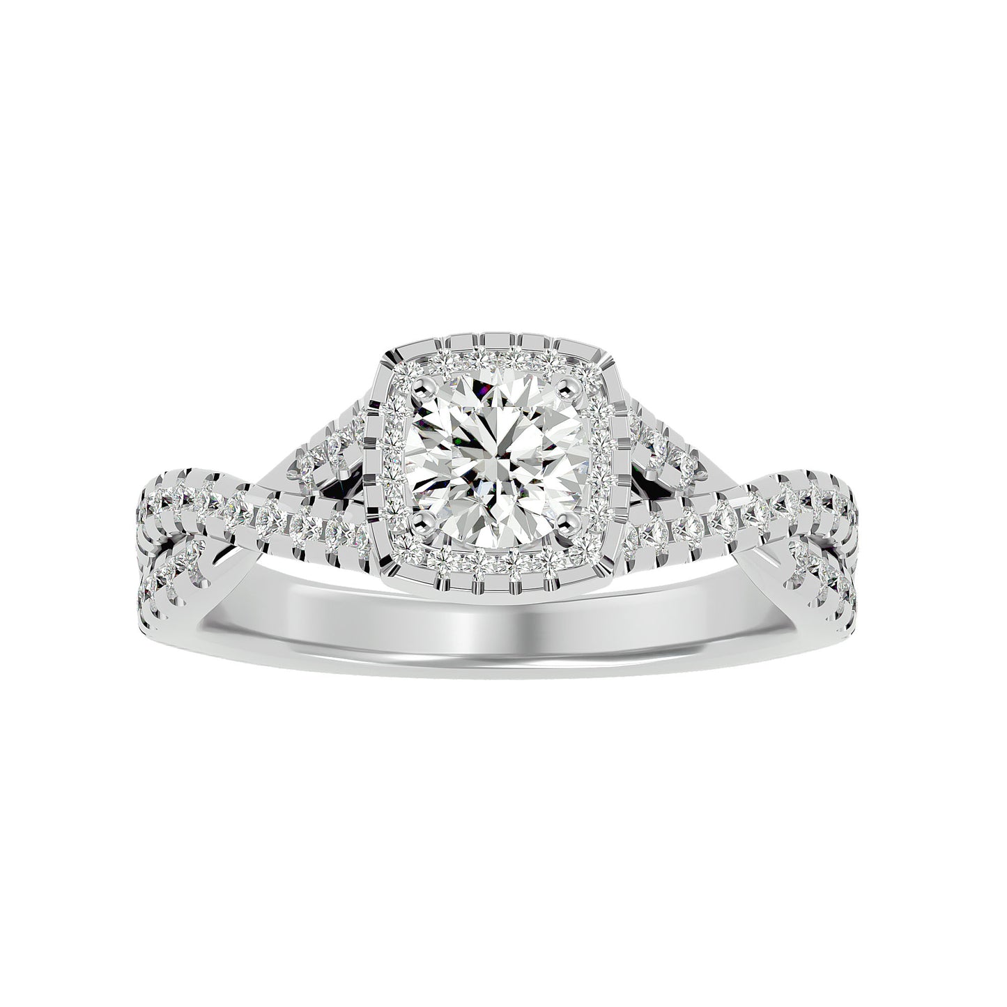 Nadia Halo Criss Cross Diamond Engagement Ring