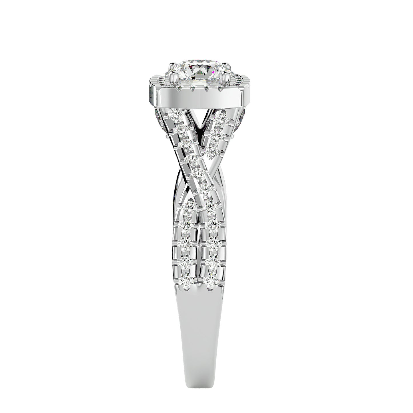 Nadia Halo Criss Cross Diamond Engagement Ring