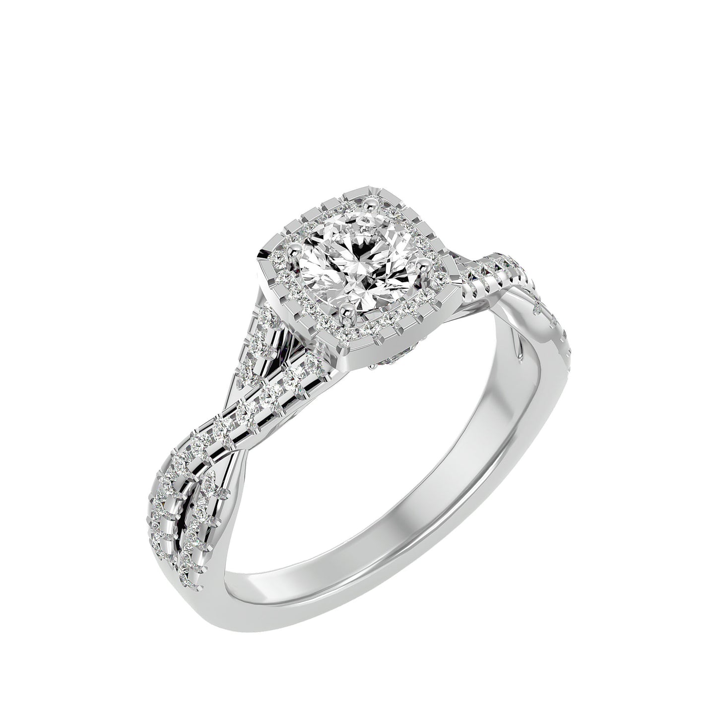 Nadia Halo Criss Cross Diamond Engagement Ring