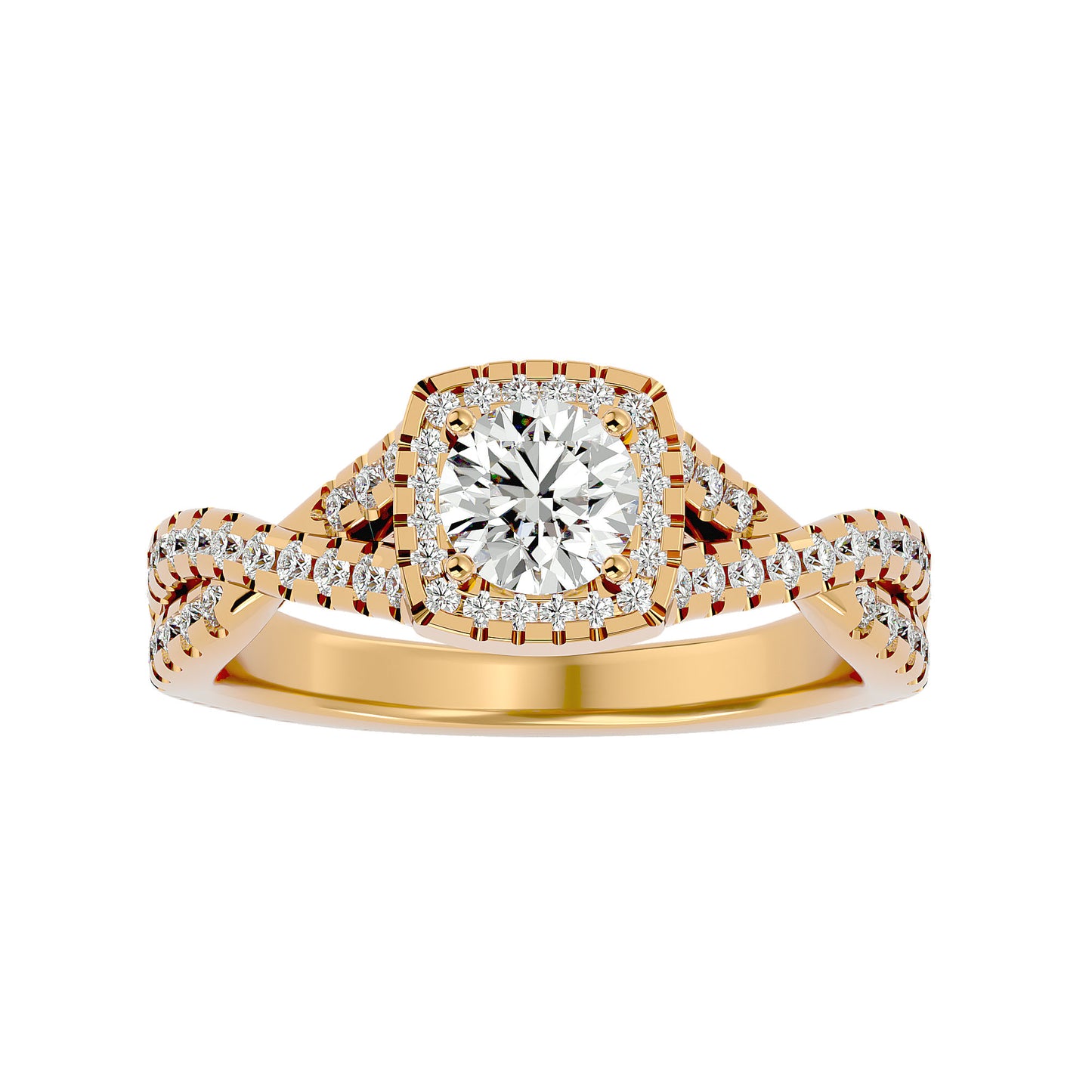 Nadia Halo Criss Cross Diamond Engagement Ring