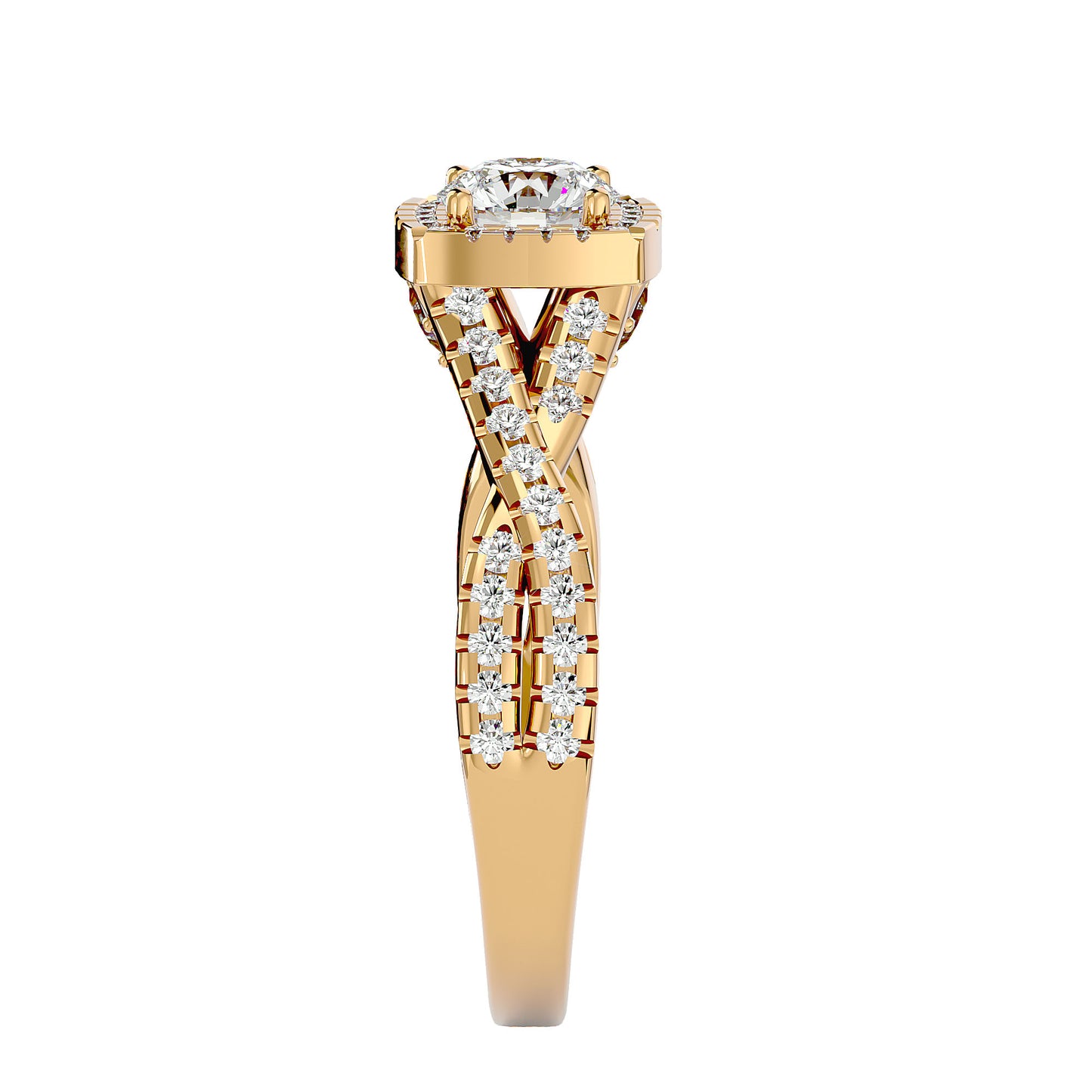 Nadia Halo Criss Cross Diamond Engagement Ring