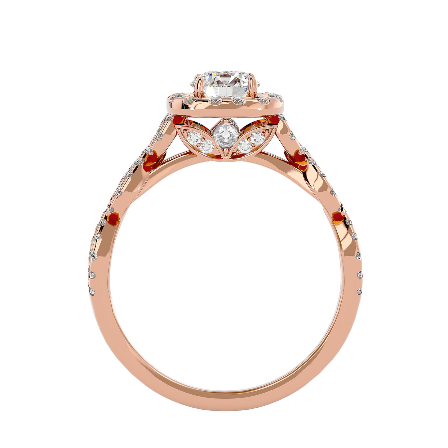Zeynep Halo criss cross double engagement ring