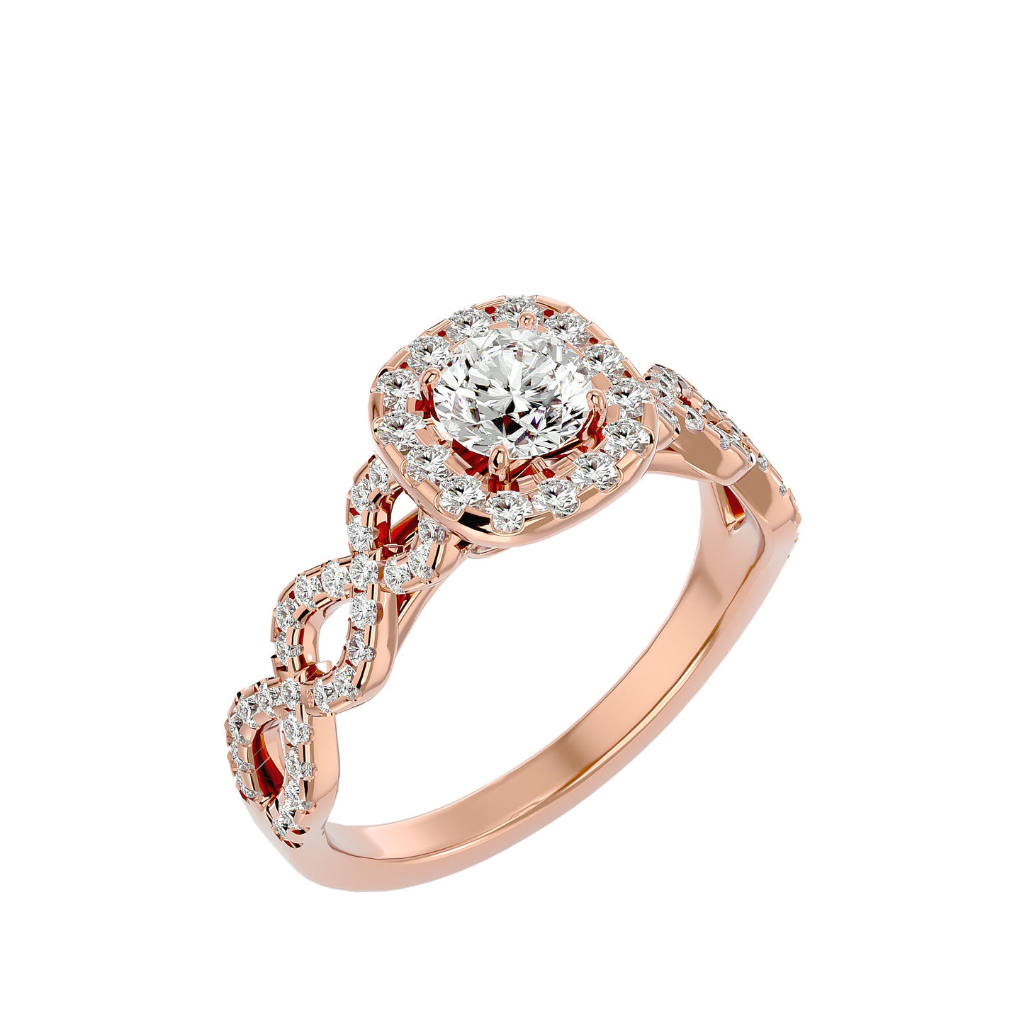 Zeynep Halo criss cross double engagement ring