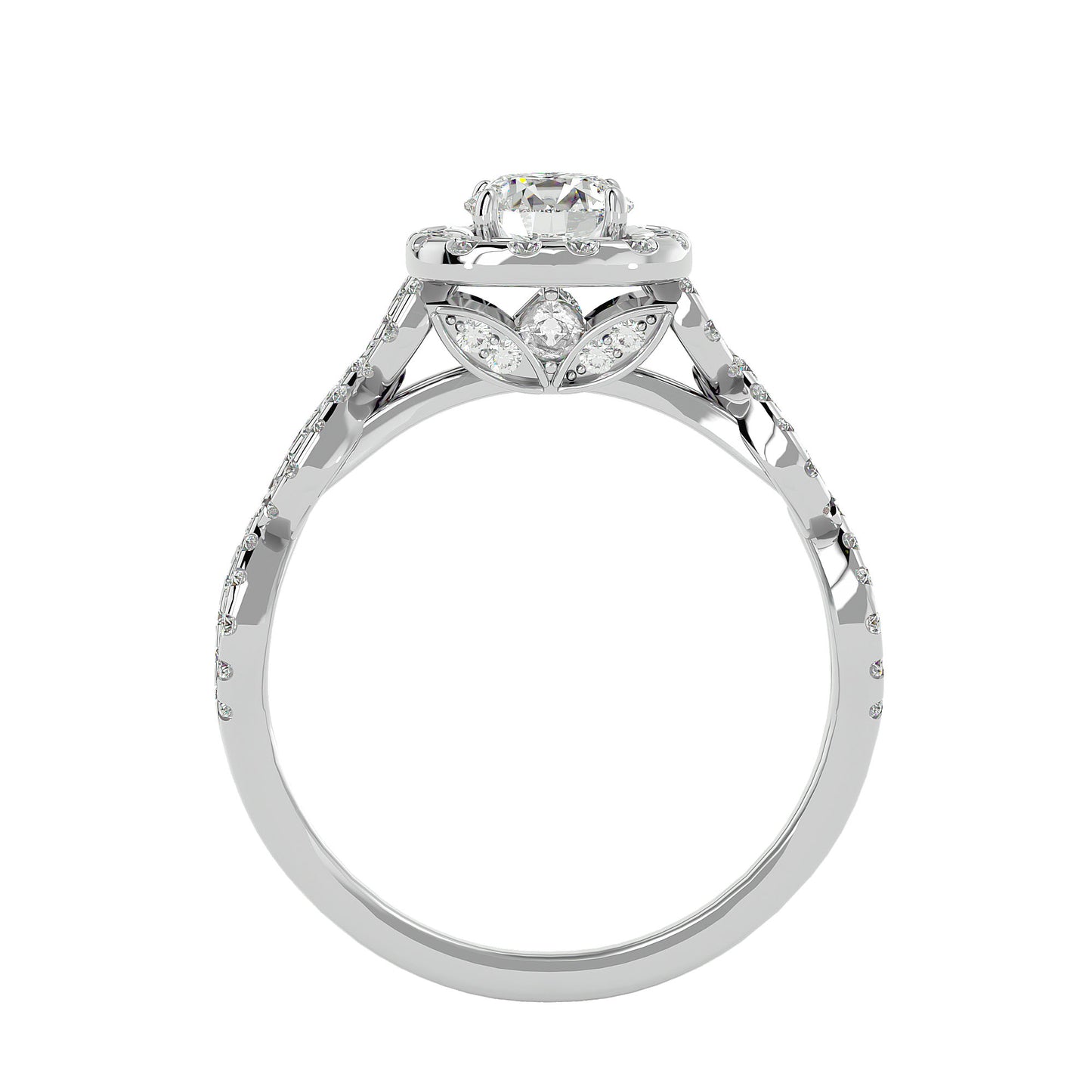 Zeynep Halo criss cross double engagement ring
