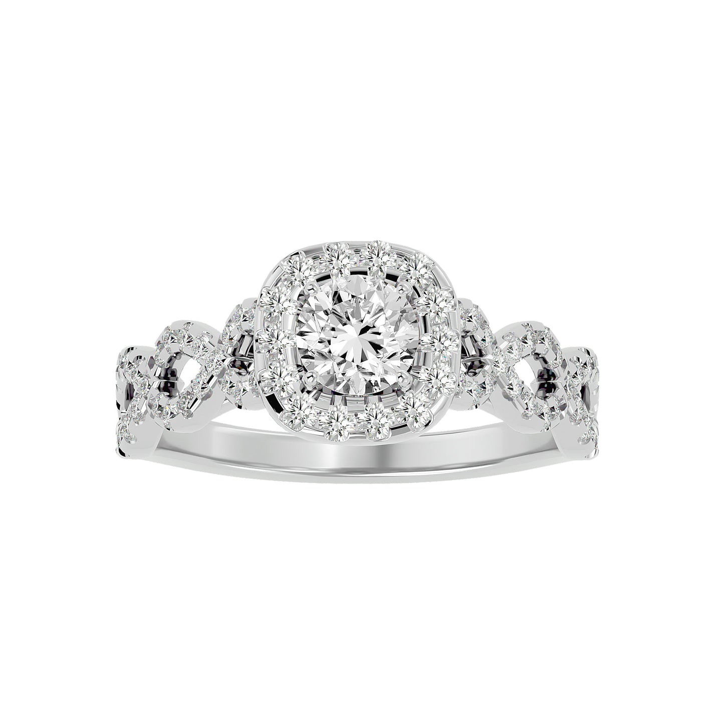 Zeynep Halo criss cross double engagement ring