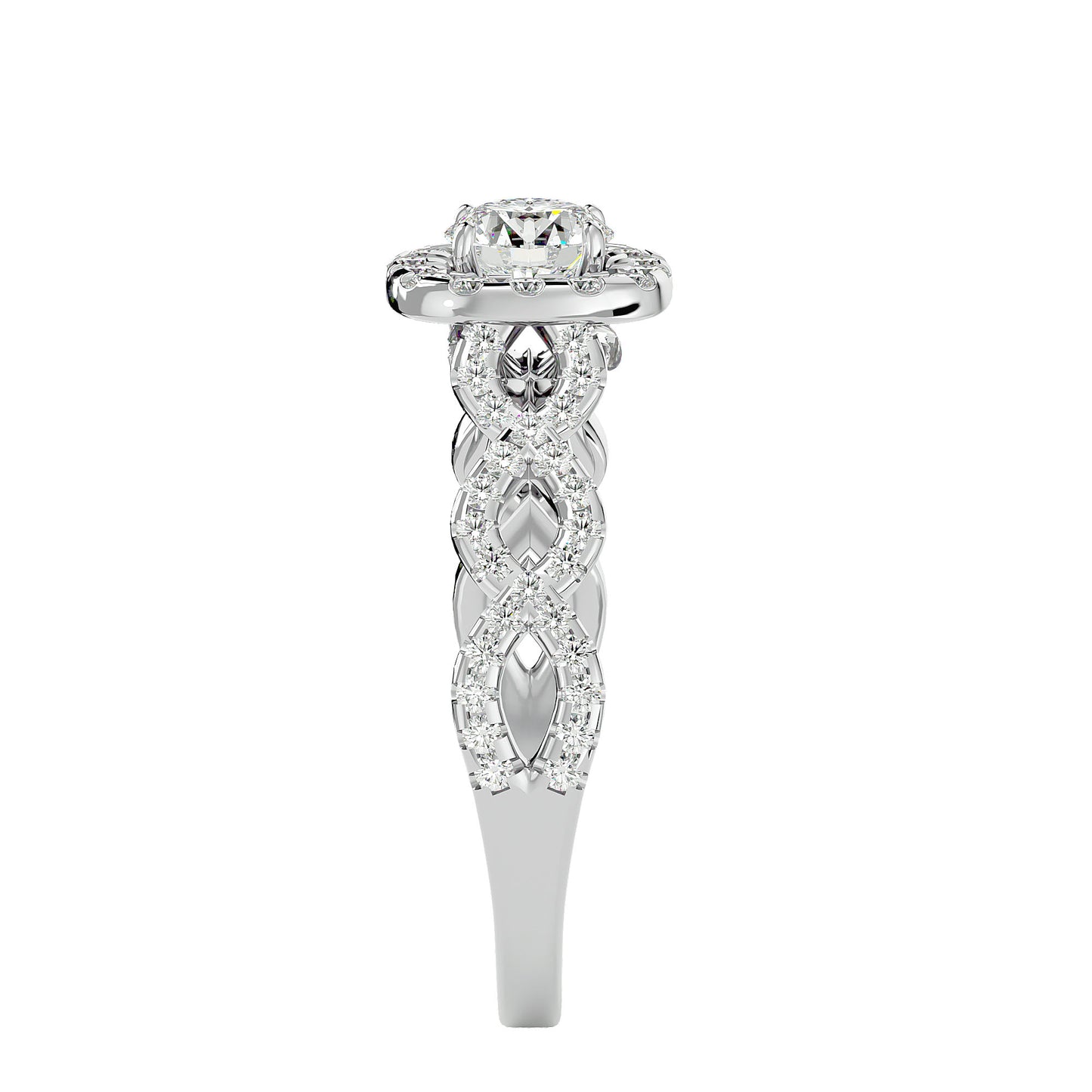 Zeynep Halo criss cross double engagement ring
