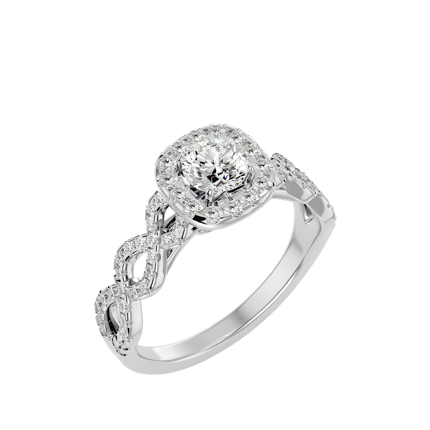 Zeynep Halo criss cross double engagement ring