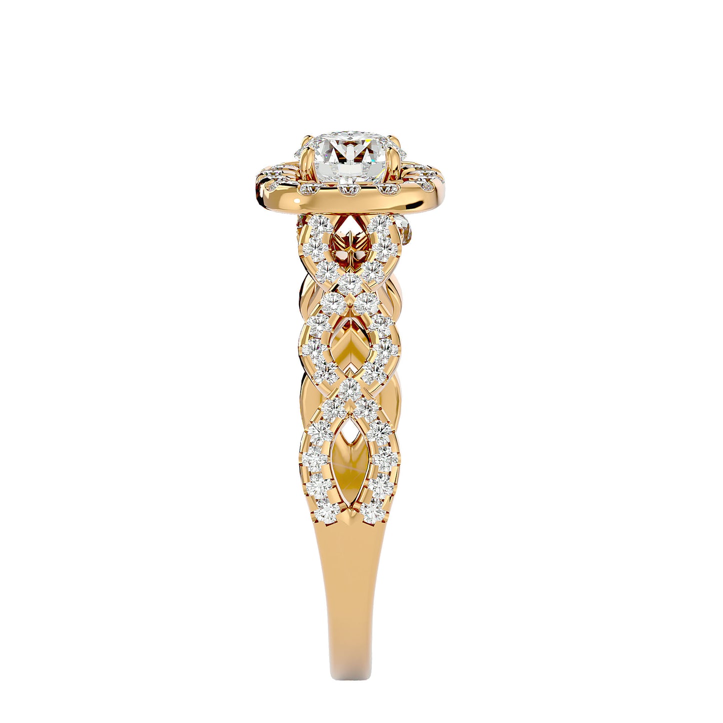 Zeynep Halo criss cross double engagement ring