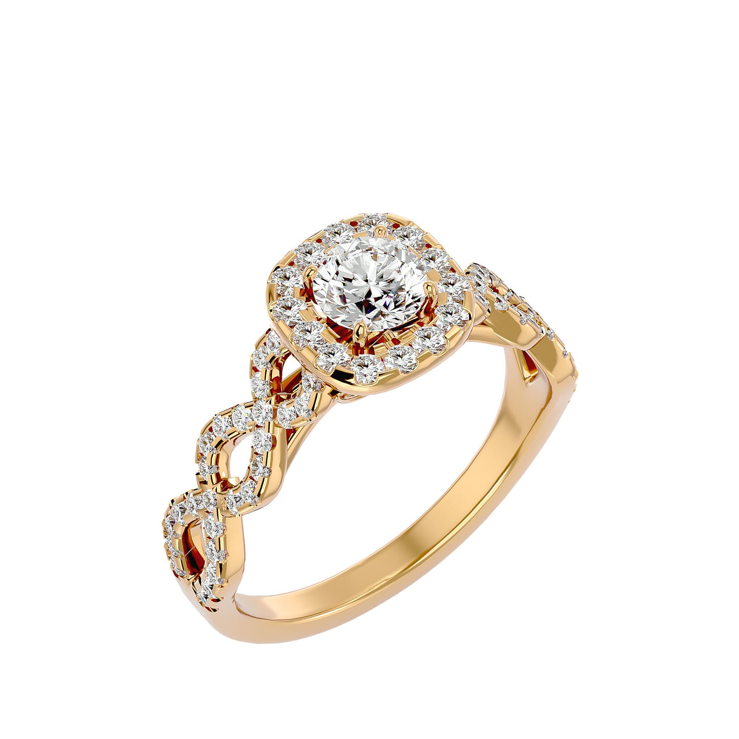 Zeynep Halo criss cross double engagement ring
