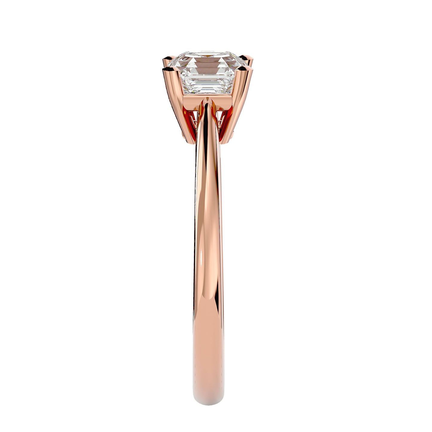 Asscher 4 prong diamond engagement ring