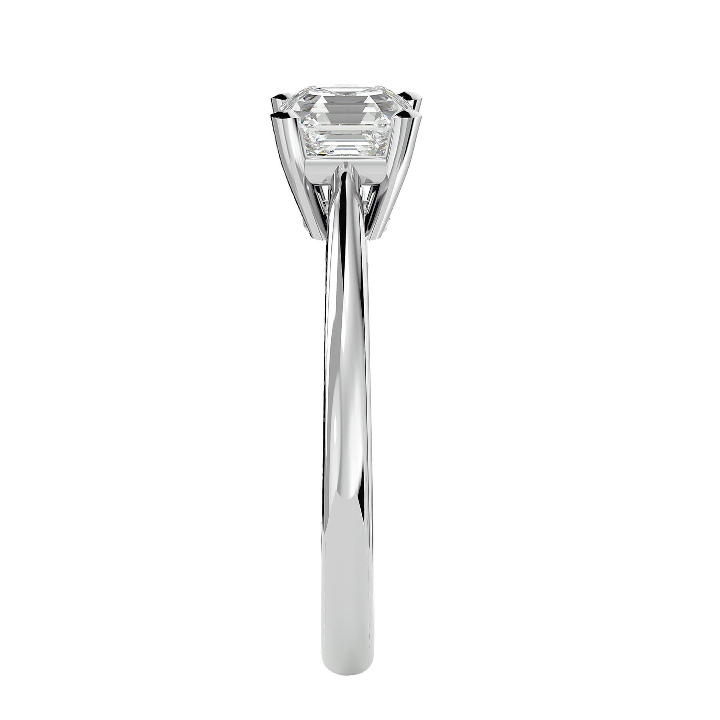 Asscher 4 prong diamond engagement ring