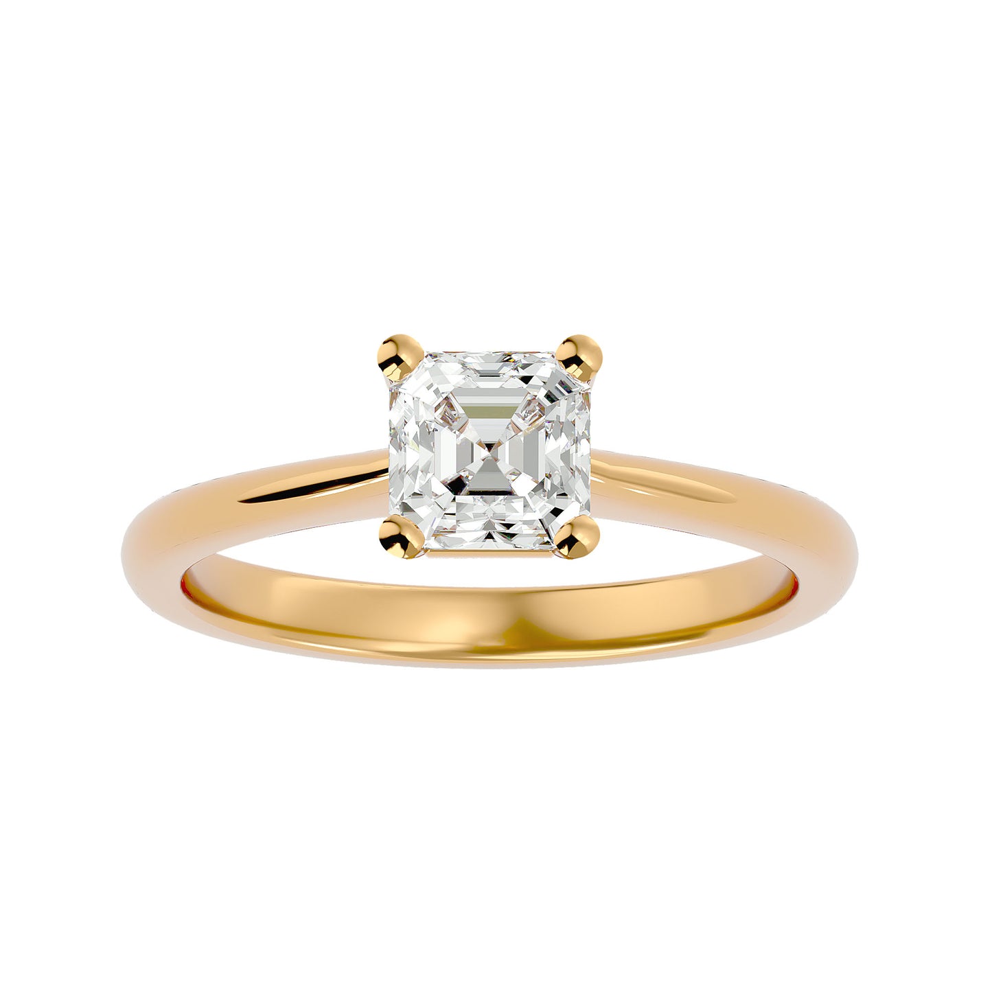 Asscher 4 prong diamond engagement ring