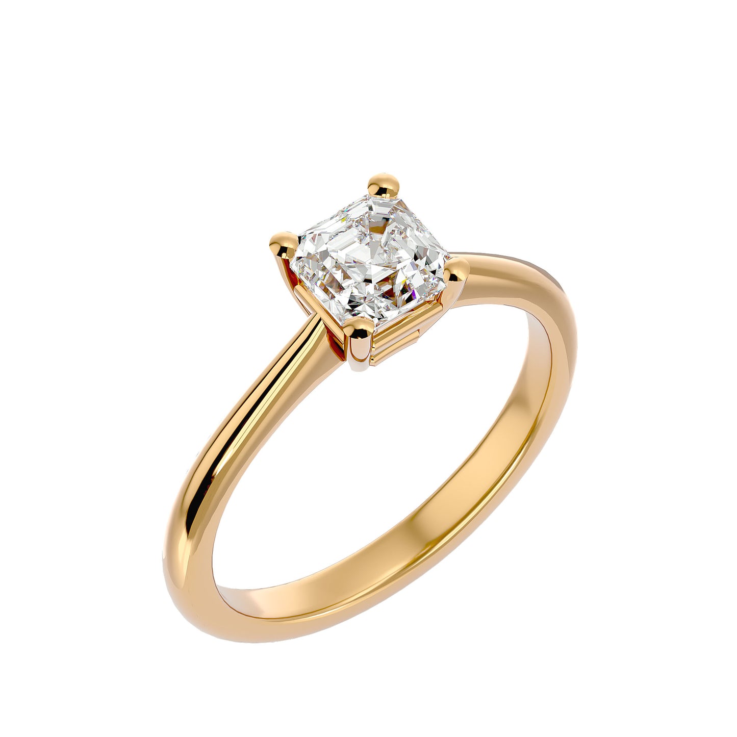 Asscher 4 prong diamond engagement ring