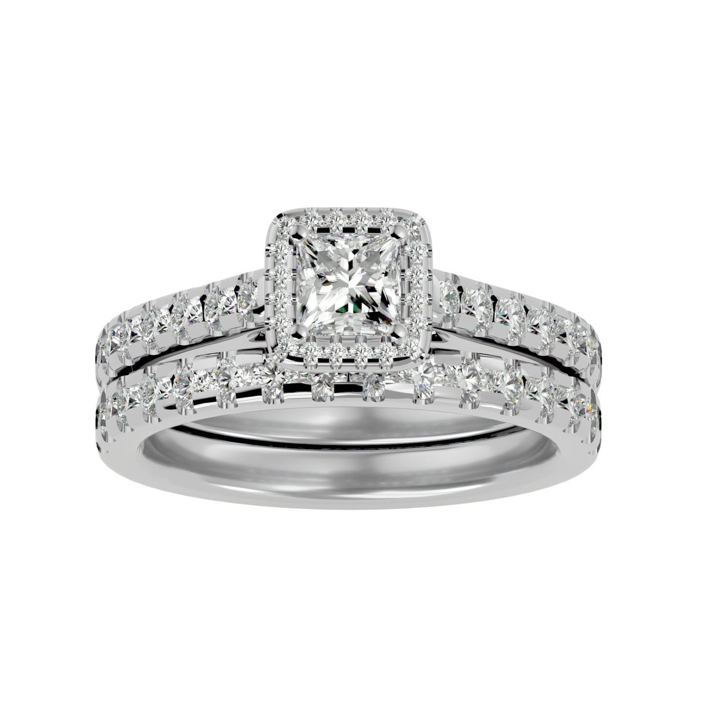 Maze engagement ring and matching band