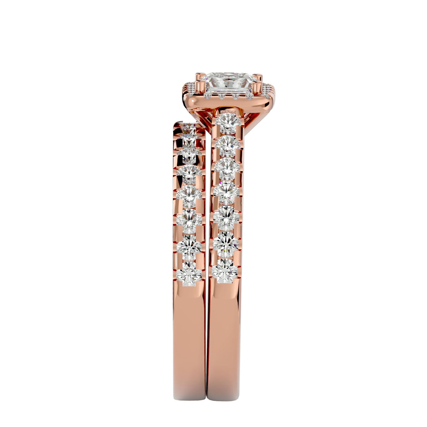 Maze engagement ring and matching band