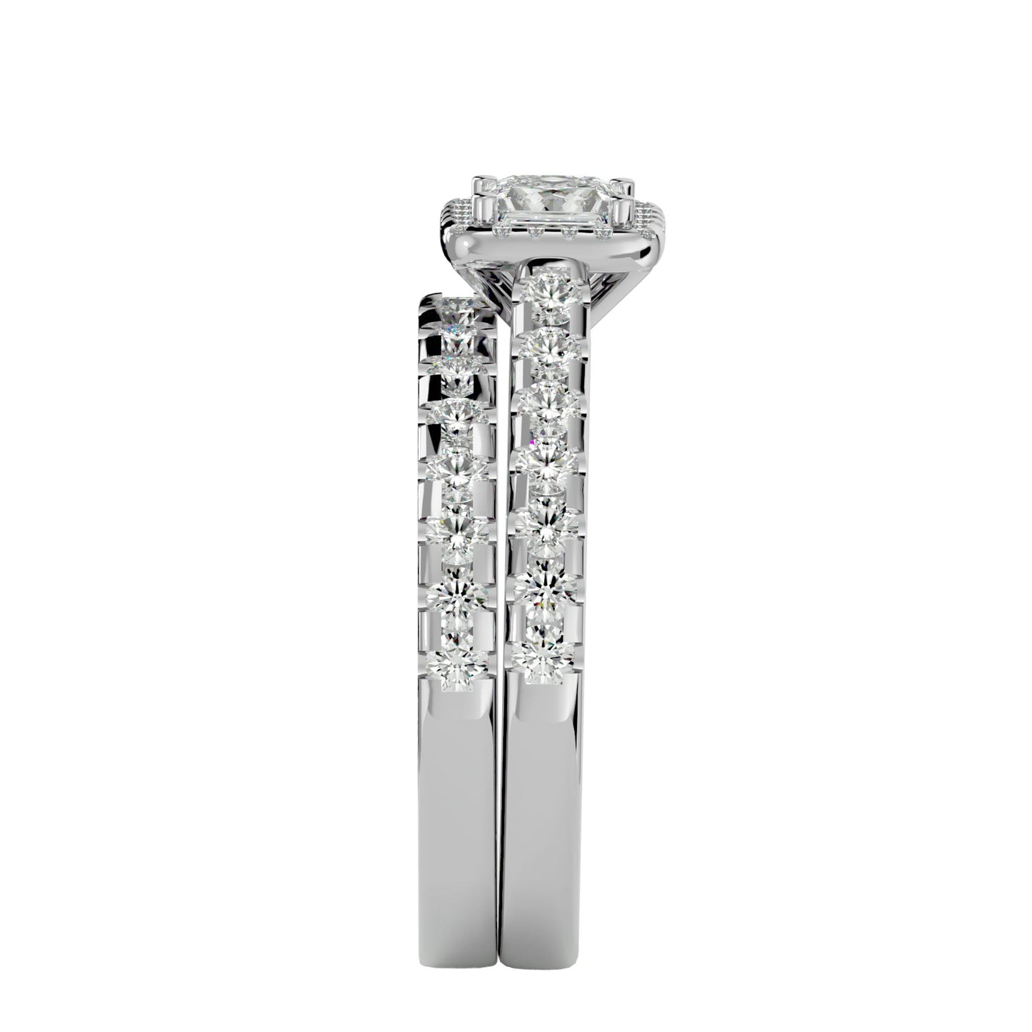 Maze engagement ring and matching band