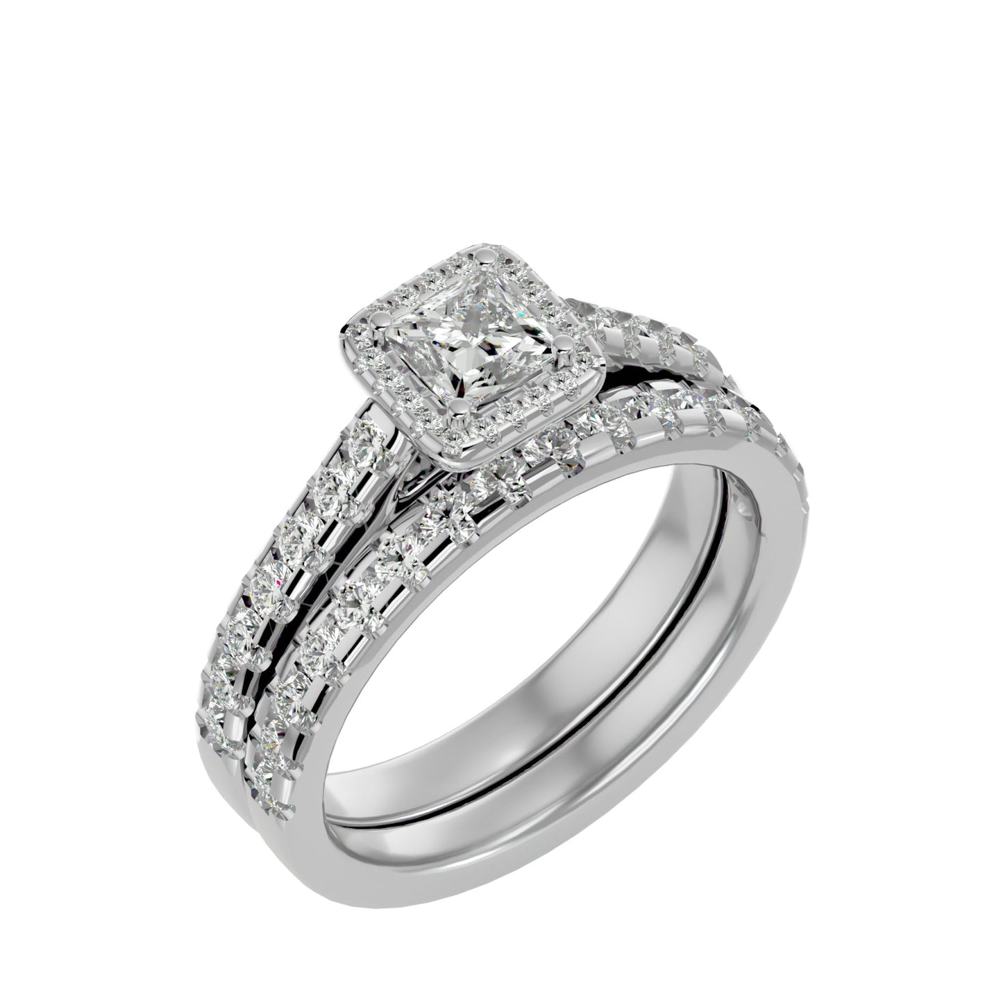 Maze engagement ring and matching band
