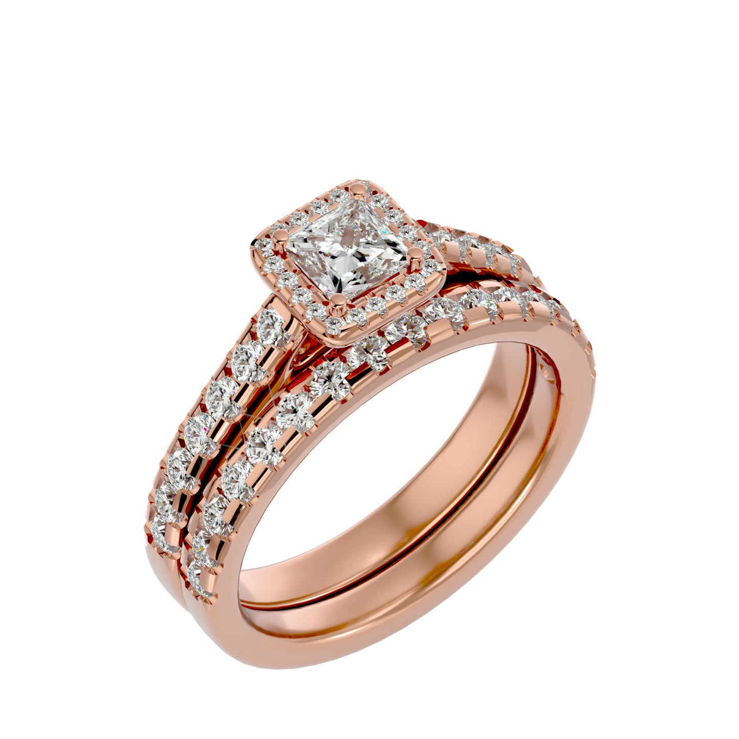 Maze engagement ring and matching band