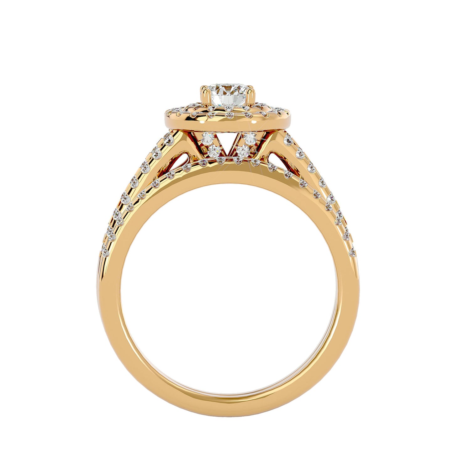 Double halo engagement ring & matching band