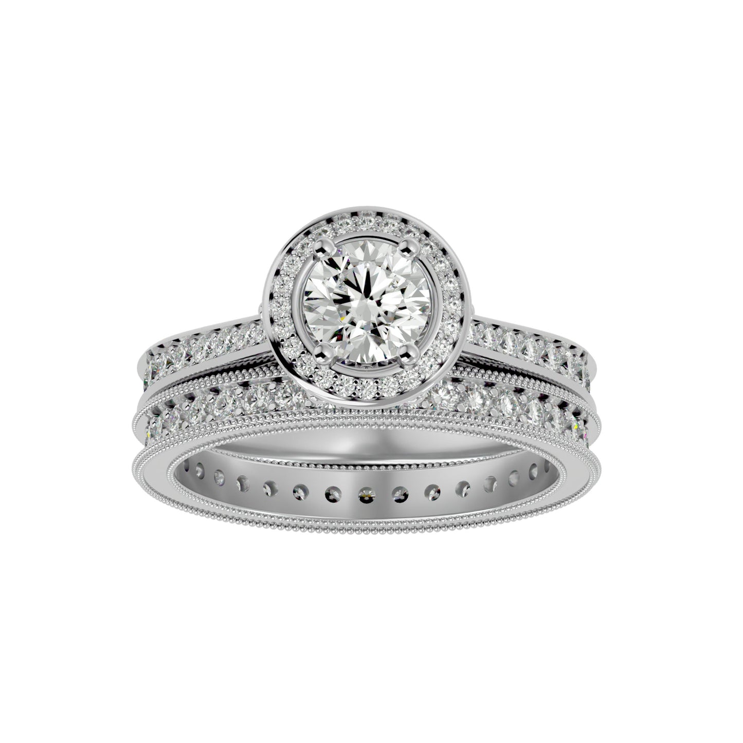 Envy three stone engagement ring & matching band