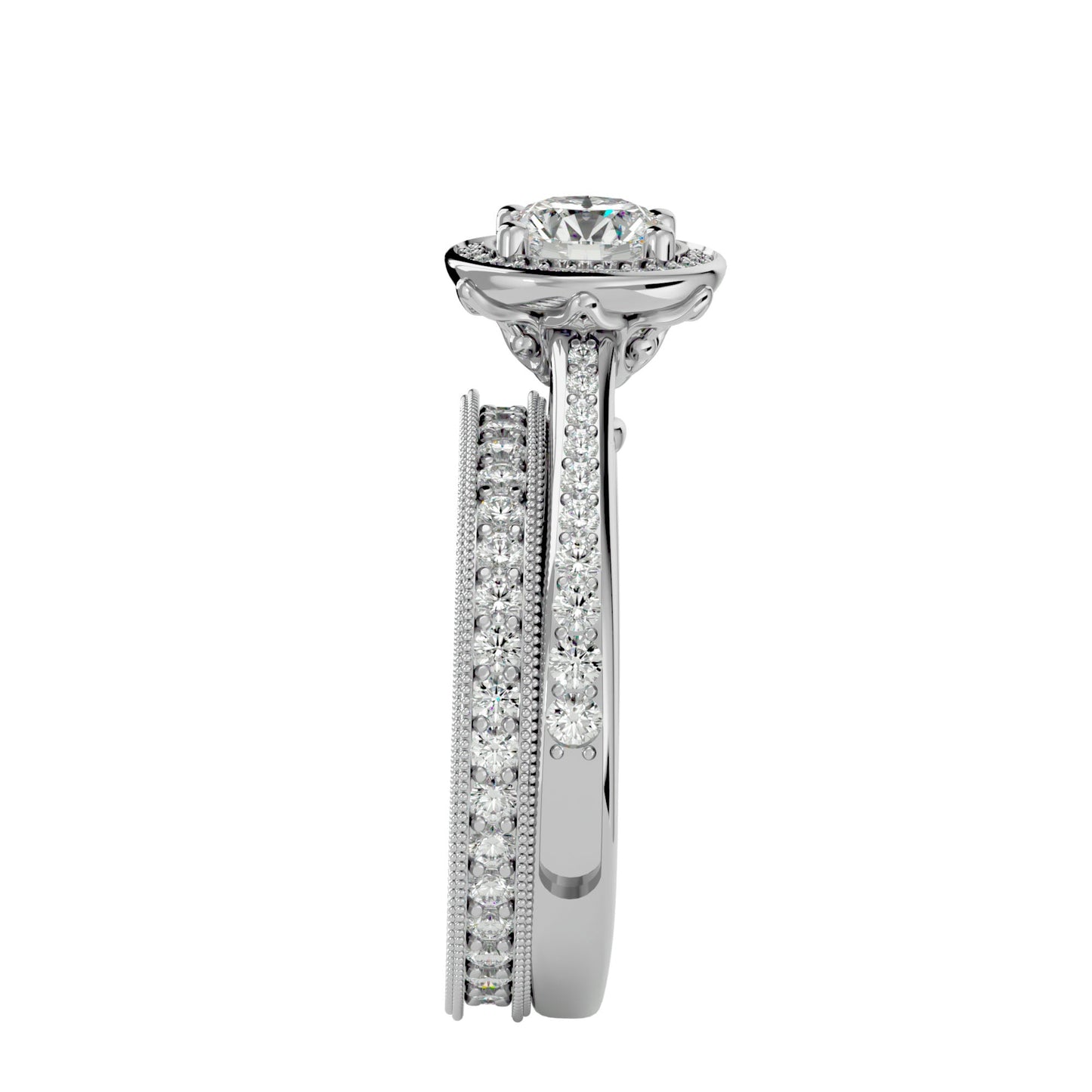 Envy three stone engagement ring & matching band