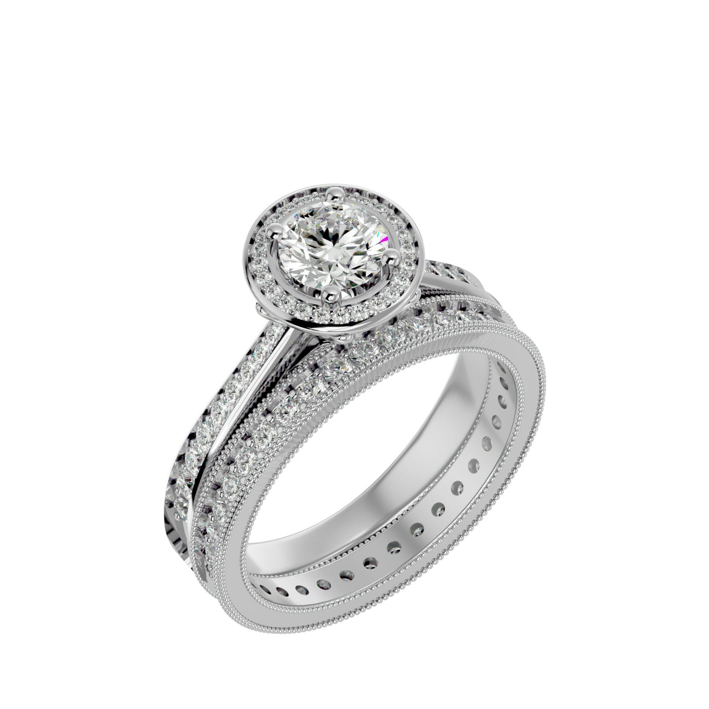 Envy three stone engagement ring & matching band