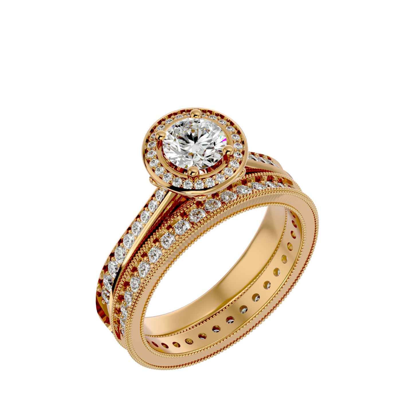 Envy three stone engagement ring & matching band