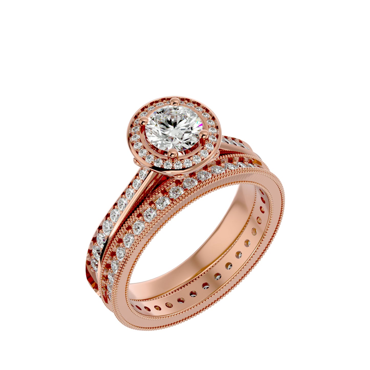 Envy three stone engagement ring & matching band