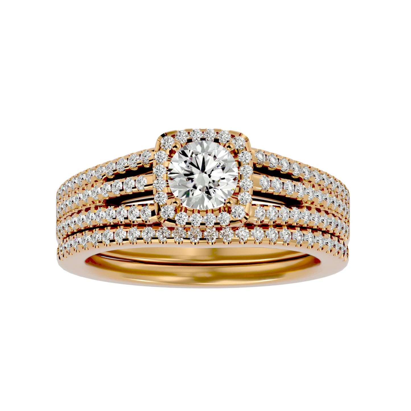 Lopaz halo engagement ring & matching band