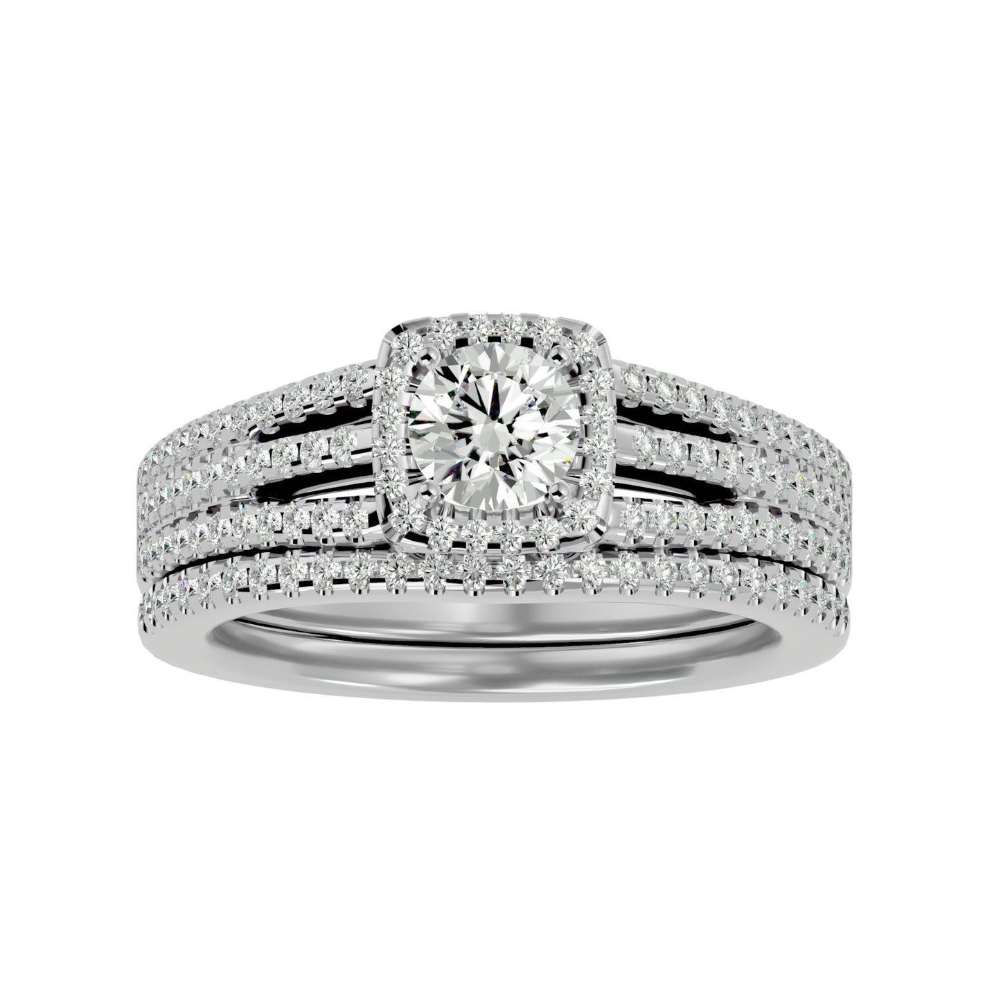 Lopaz halo engagement ring & matching band