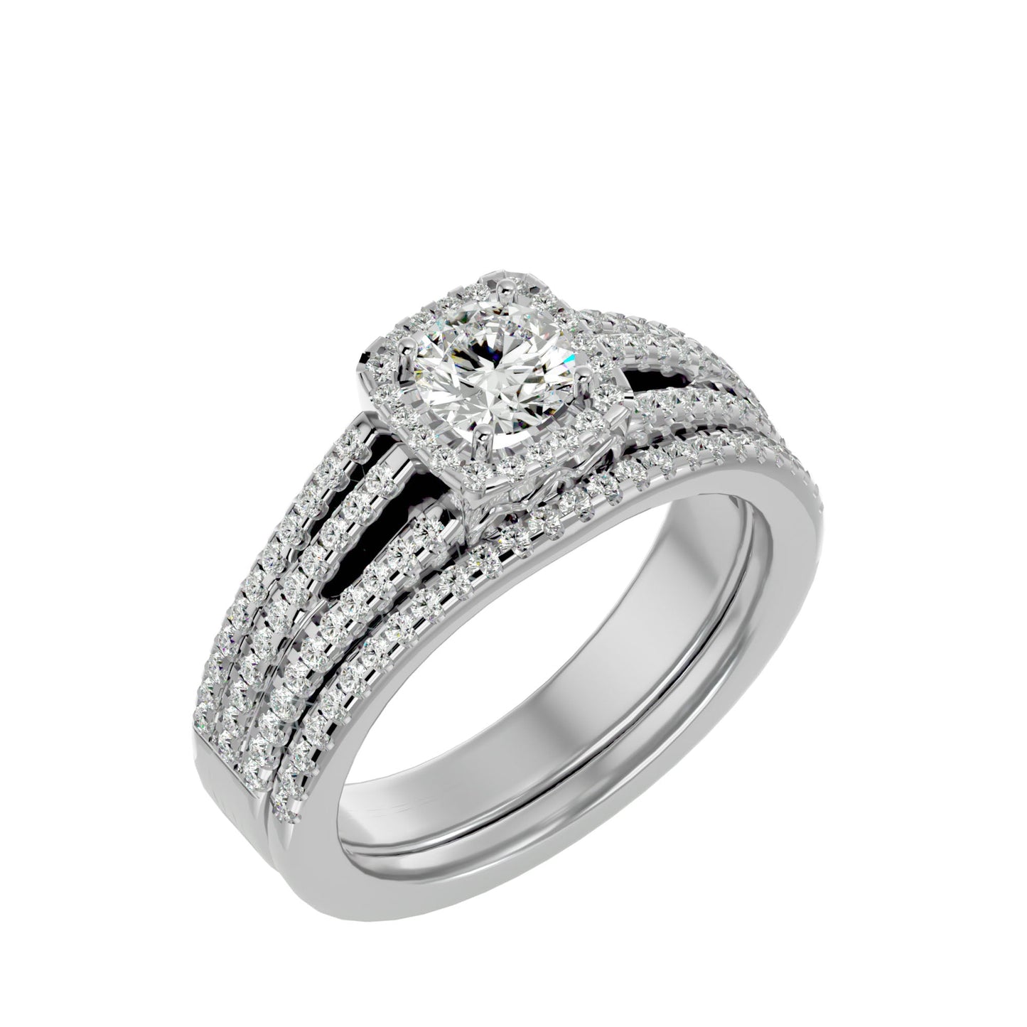 Lopaz halo engagement ring & matching band