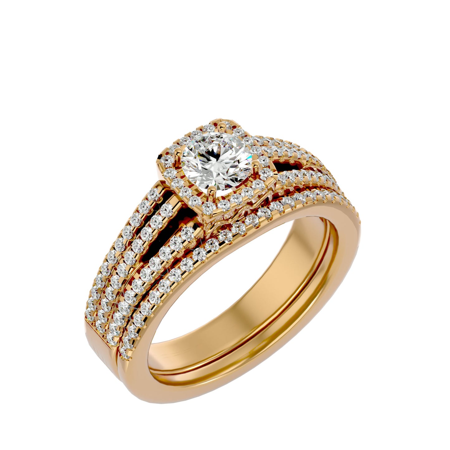 Lopaz halo engagement ring & matching band