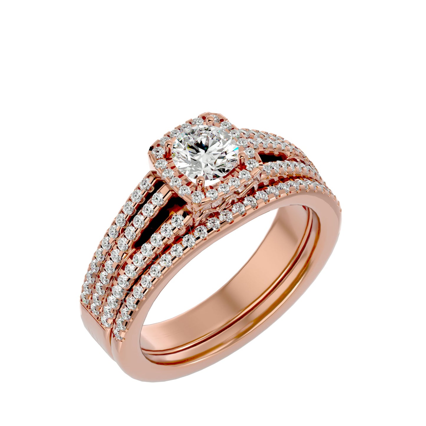 Lopaz halo engagement ring & matching band