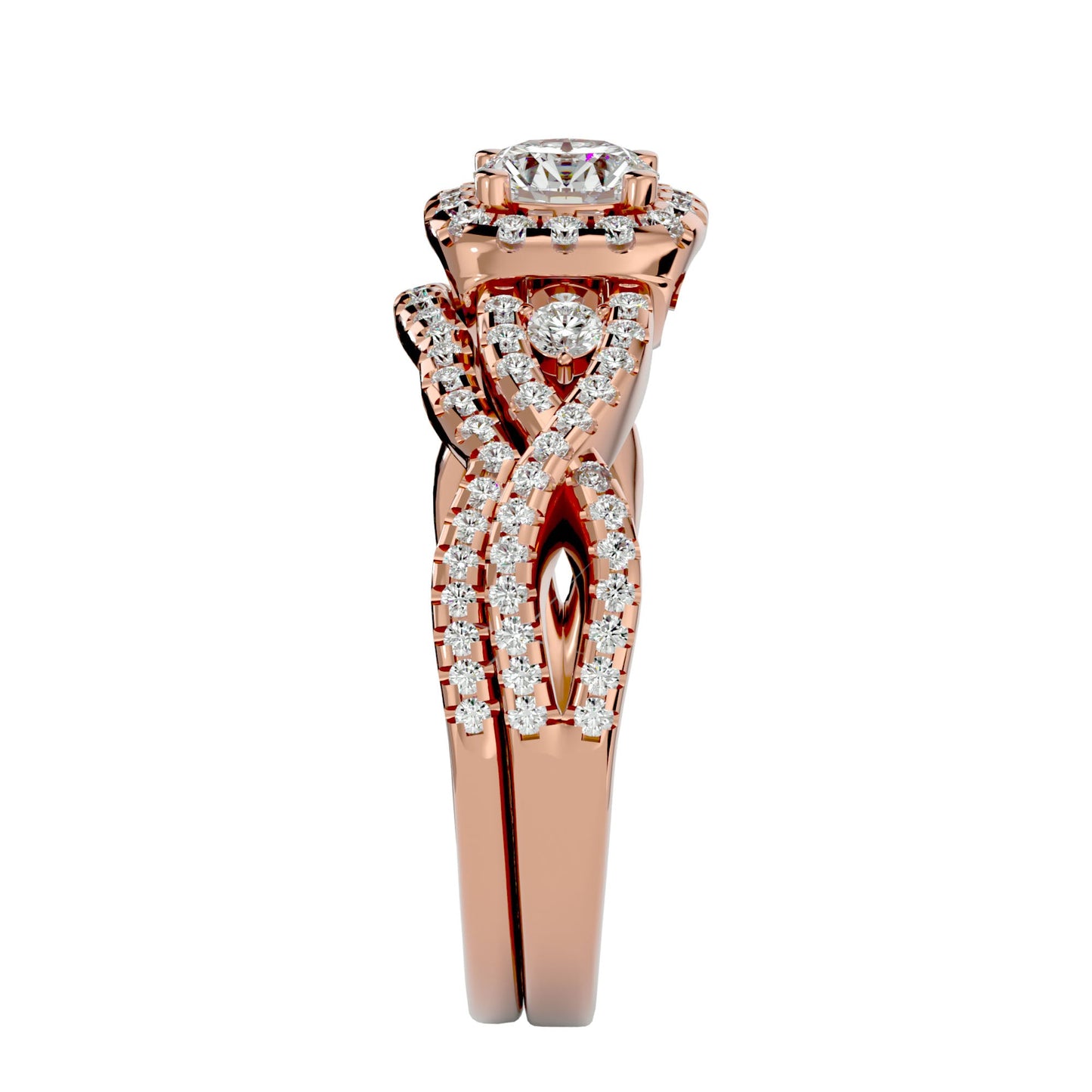 Ester criss cross engagement ring