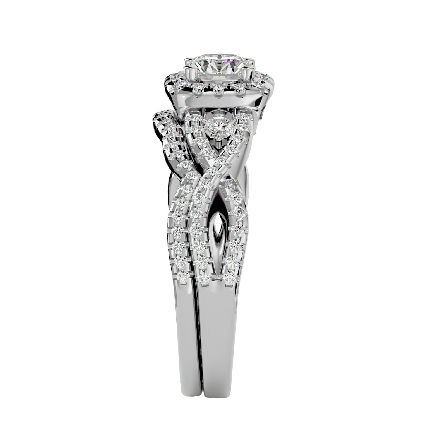 Ester criss cross engagement ring
