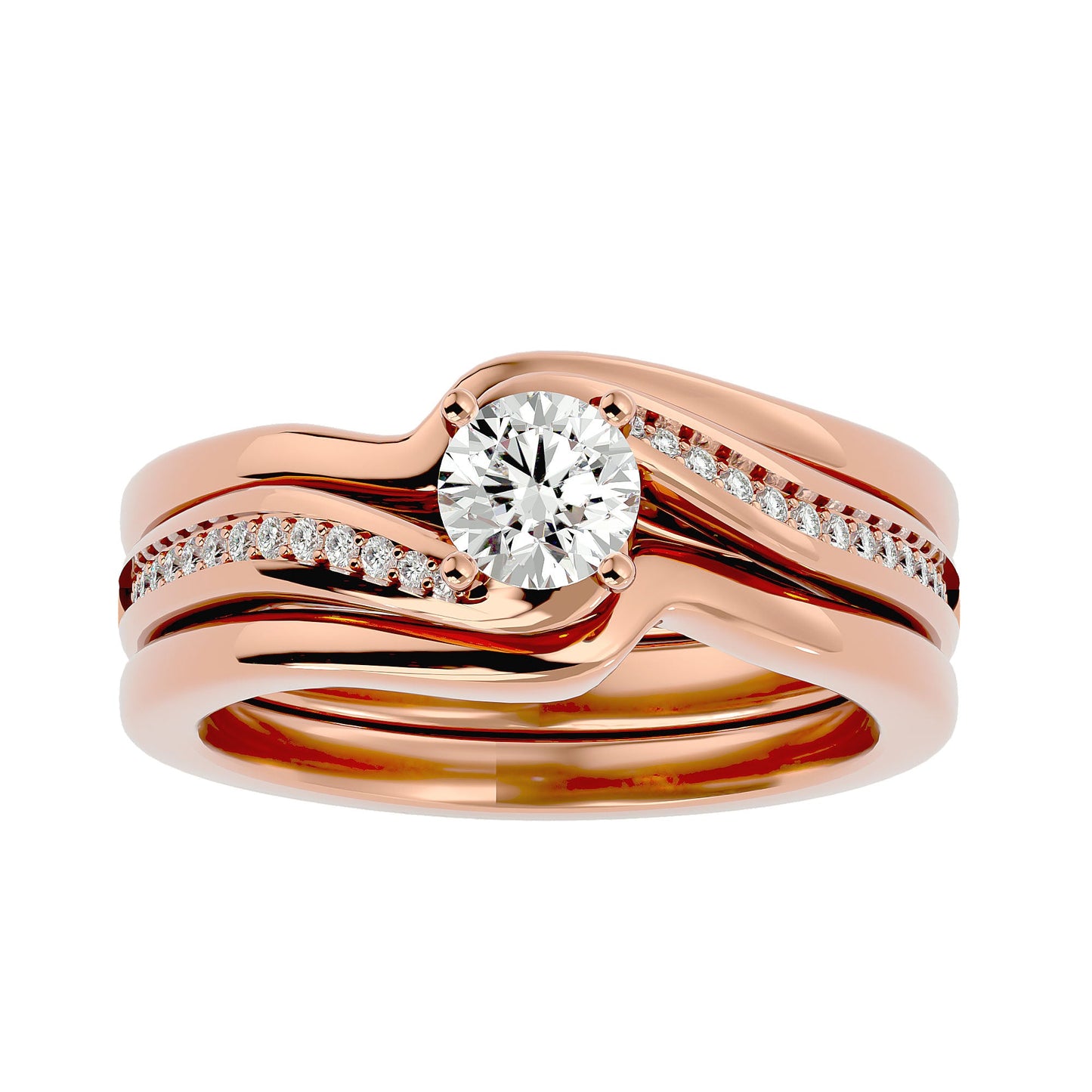 Lorene criss cross engagement ring