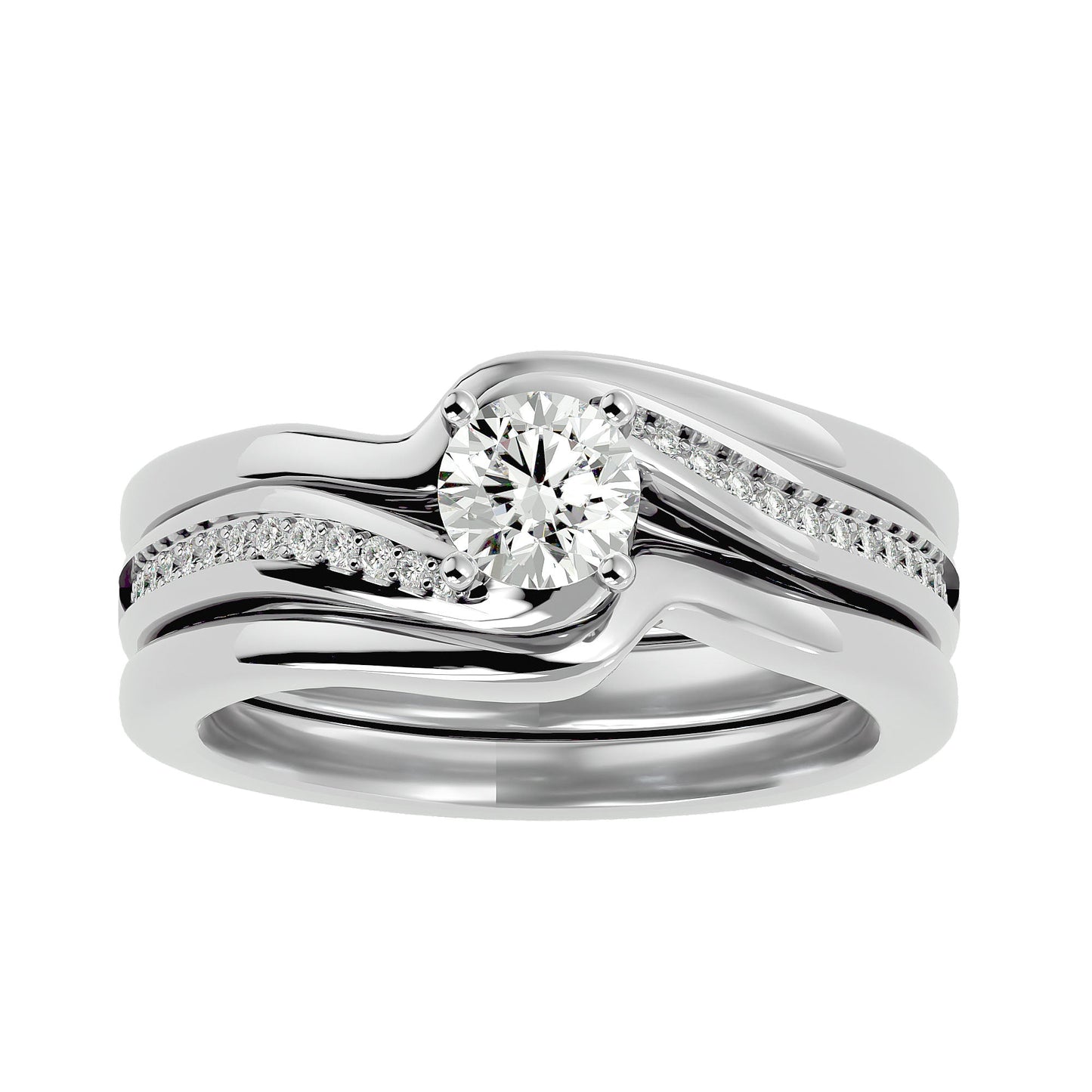 Lorene criss cross engagement ring