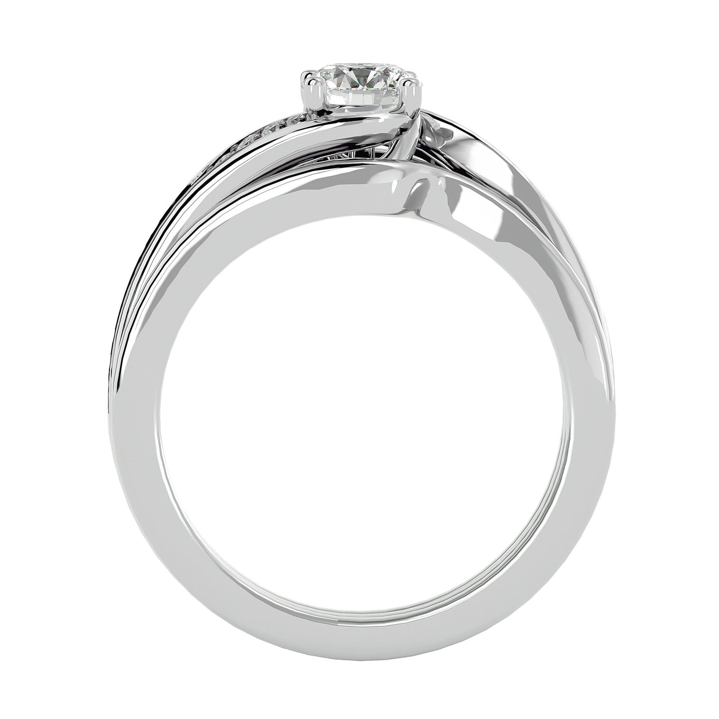 Lorene criss cross engagement ring