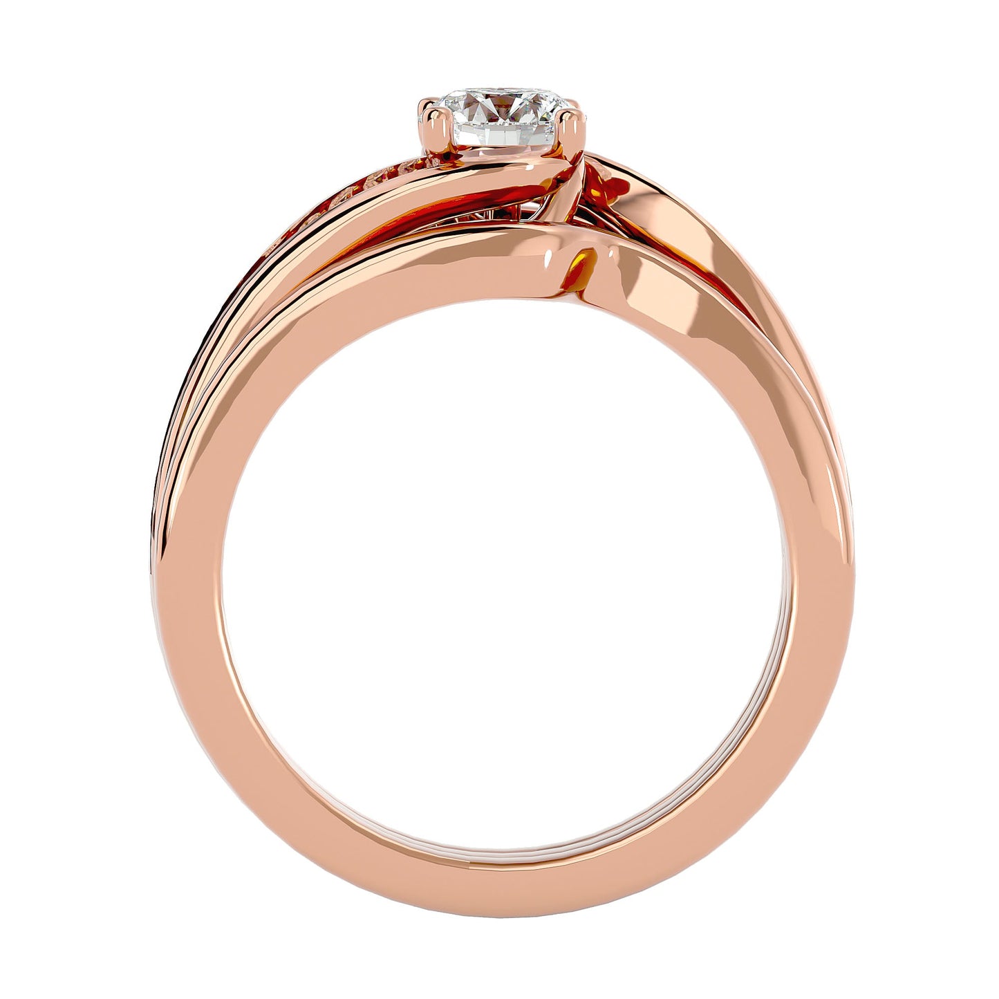 Lorene criss cross engagement ring
