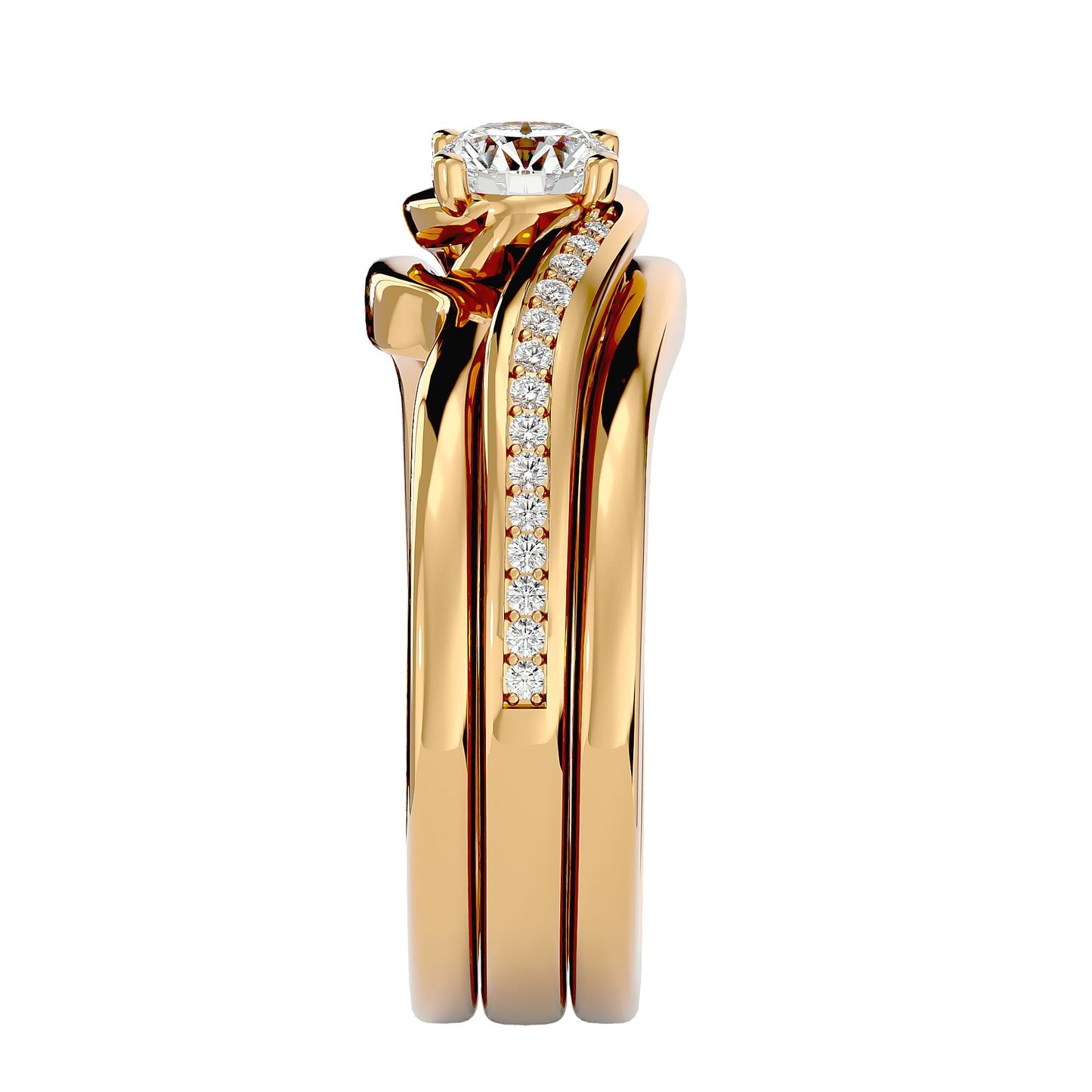 Lorene criss cross engagement ring
